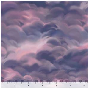 Spirit of the Heron Clouds Dark Blue Cotton Fabric