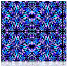 Radiant Reflections Stained Glass Allover Blue Cotton Fabric