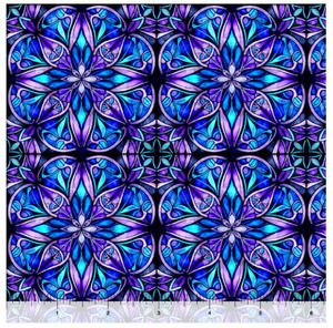 Radiant Reflections Stained Glass Allover Blue Cotton Fabric