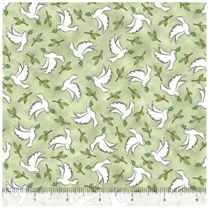 Rejoice Doves Moss Cotton Fabric