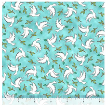 Rejoice Doves Aqua Cotton Fabric