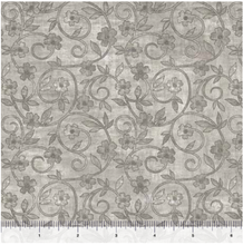 Rejoice Floral Scroll Gray Cotton Fabric