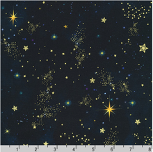 Holy Night Midnight Stars Metallic Cotton Fabric