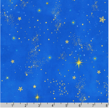 Holy Night Cobalt Stars Metallic Cotton Fabric