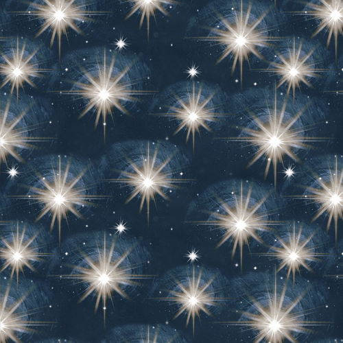 O' Holy Night Navy Northern Star Cotton Fabric