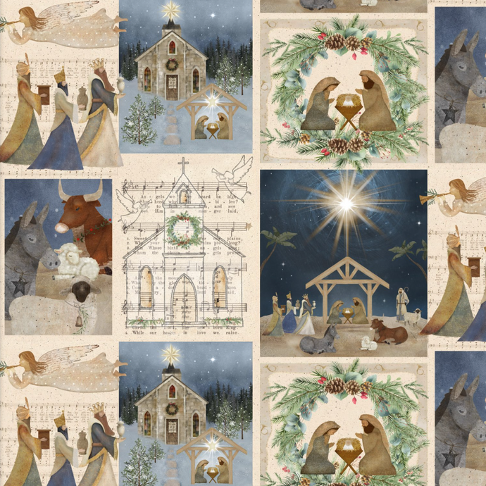 O' Holy Night Adore Him Patch Cotton Fabric