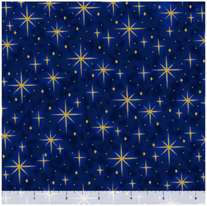 A King Is Born Stars Navy Cotton Fabric