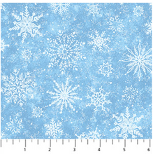 All That Glitters Snowflakes Pale Blue Sparkle Cotton Fabric