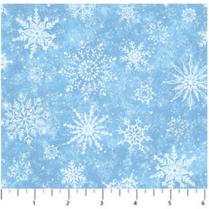 All That Glitters Snowflakes Pale Blue Sparkle Cotton Fabric