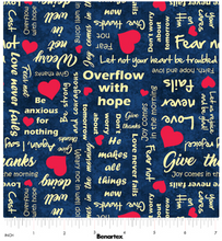 UpWords Scripts Navy Cotton Fabric