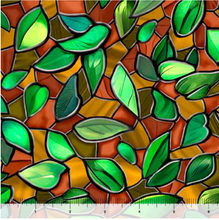 Tree of Life Stained Glass Leaves Chestnut Cotton Fabric
