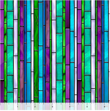 Tree of Life Stained Glass Stripe Blue Cotton Fabric
