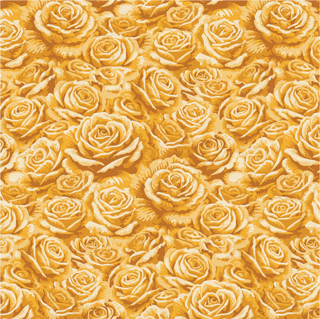 Rose Bouquets Yellow Cotton Fabric