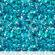 Mosaic Blooms Stained Glass Turquoise Blender Cotton Fabric