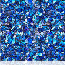 Mosaic Blooms Stained Glass Blue Blender Cotton Fabric