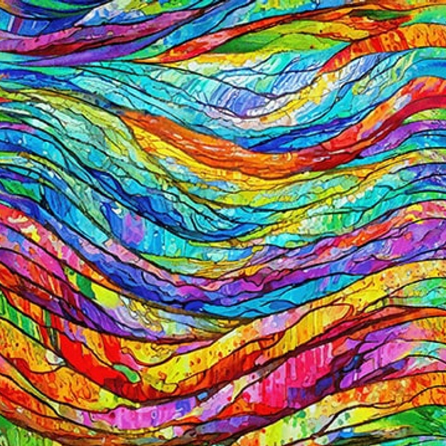 Faith In Full Color Turquoise Multi Wavy Stained Glass Cotton Fabric