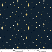 Silent Night Nativity by Studio 731 Navy Stars Cotton Fabric