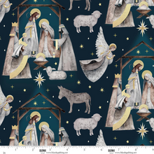 Silent Night Nativity by Studio 731 Navy Nativity Cotton Fabric