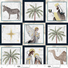 Silent Night Nativity by Studio 731 Navy Small Blocks Cotton Fabric