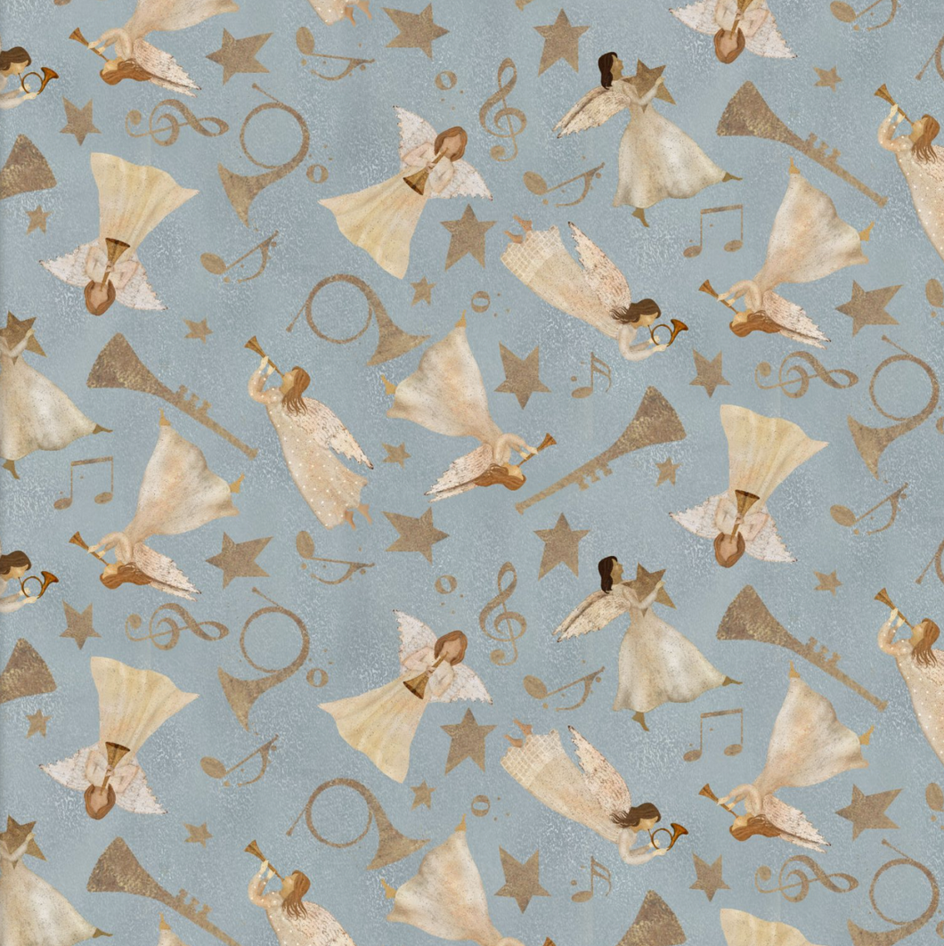 O' Holy Night Blue Harmonious Angels Cotton Fabric