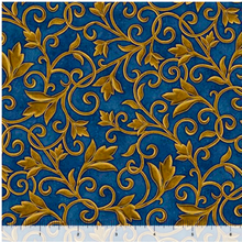 Heavenly Night Scroll Navy Cotton Fabric