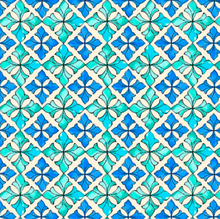 Guardian Angel Geo Blue Cotton Fabric