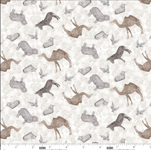 Silent Night Nativity by Studio 731 Silver Tossed Animals Cotton Fabric