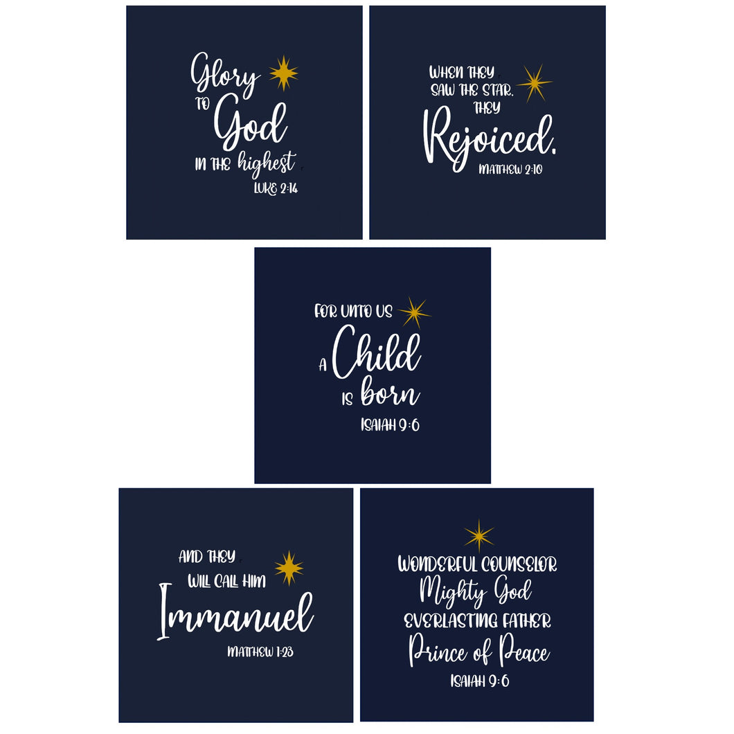 Christmas Scripture Verse 6 inch Mini Fabric 5 Panel set