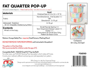 Pop-Up Fat Quarter Basket Pattern Kit