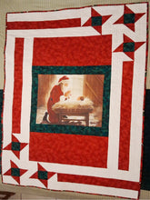 Santa Kneeling to Baby Jesus Cotton Fat Quarter Panel