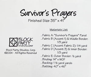 Survivor's Quilt Pattern & Fabric Panel Kit