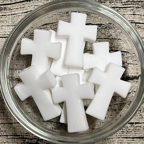 White Cross Silicone Focal Bead
