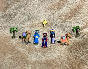 Nativity Palm Trees & Christmas Star Buttons Set