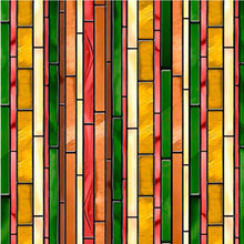 Tree of Life Stained Glass Stripe Burnt Orange Cotton Fabric