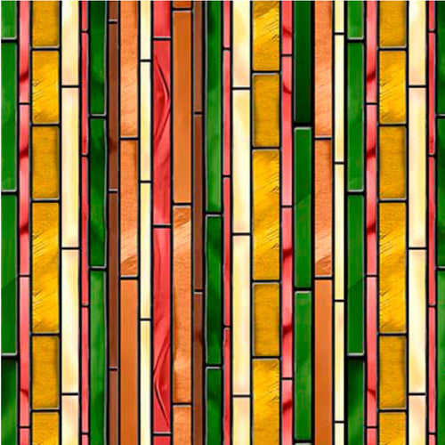 Tree of Life Stained Glass Stripe Burnt Orange Cotton Fabric