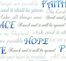 Inspirations Faith Hope Love White Cotton Fabric