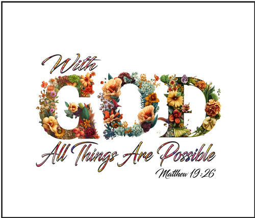 With God All Things Matthew 19:26 Cotton Fat Quarter Panel