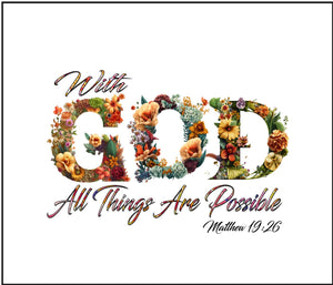 With God All Things Matthew 19:26 Cotton Fat Quarter Panel