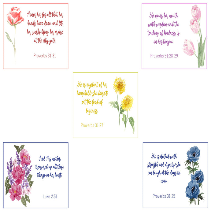 Woman of Faith Scripture Verse 6 inch Mini Fabric 5 Panel set