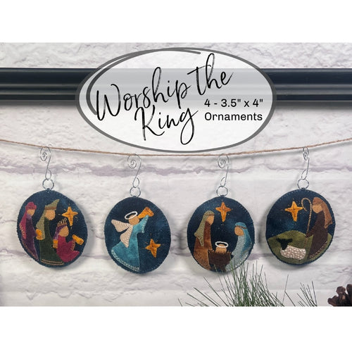 Worship the King 4pc Wool Nativity Ornament KIT