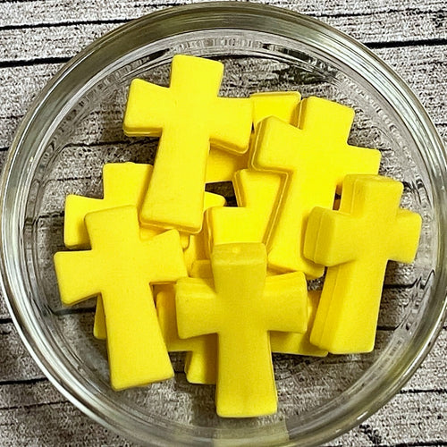 Yellow Cross Silicone Focal Bead