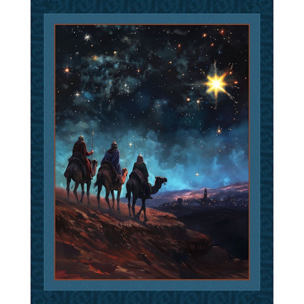 Following The Star Three Wise Men Cotton Fabric Panel