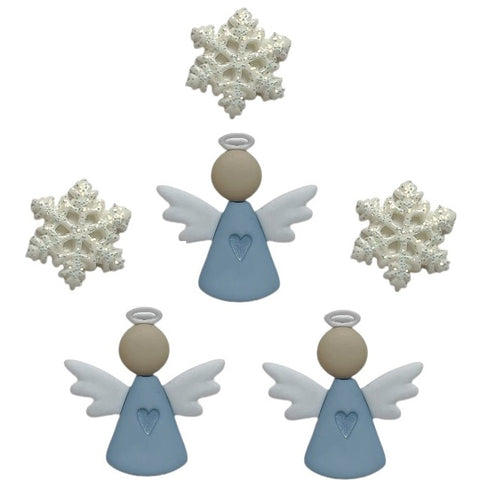 Scandinavian Christmas Angel 6pc Button Set