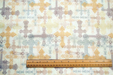 He Leads Me Crosses Cotton Fabric