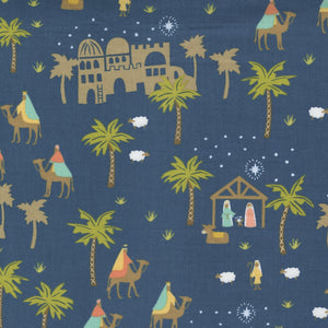 Joyful Joyful Oh Little Town Nativity Midnight Cotton Fabric