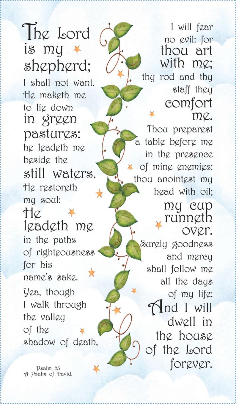 23rd Psalm Lord Is My Shepherd 10x18 inch Mini Fabric Art Panel