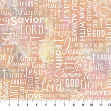 The Lion and The Lamb Inspirational Words Cotton Fabric