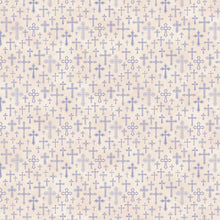 The Lion and The Lamb Small Crosses Blue Cotton Fabric