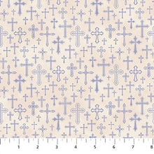 The Lion and The Lamb Small Crosses Blue Cotton Fabric