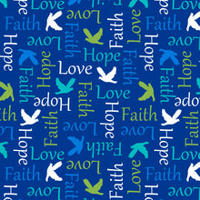 Psalms Inspirational Words Navy Cotton Fabric